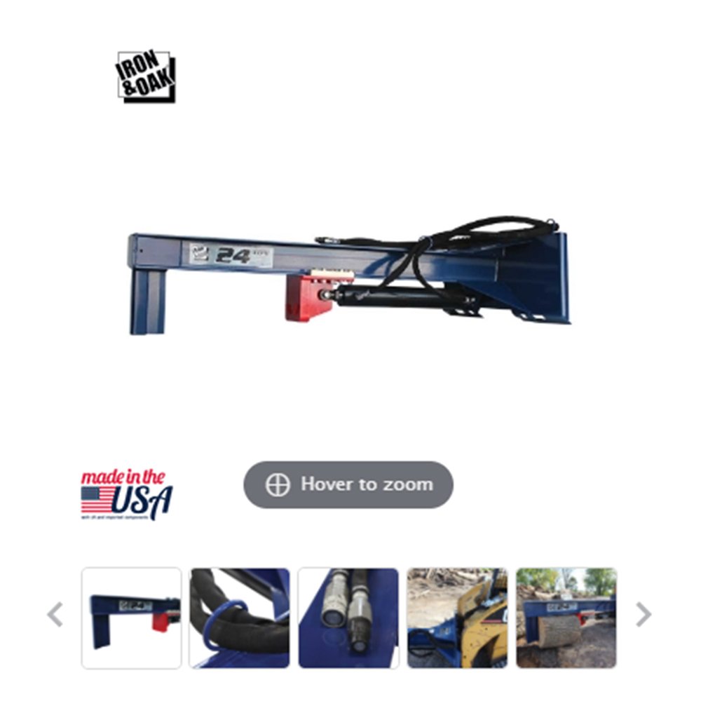 Iron and Oak power equipment product photography displayed on an ecommerce product page